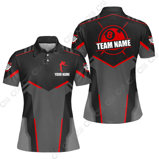 Customized 8 Ball Pool Women Polo Shirt, Billiards Man Vector 8-Ball, Billiards Jerseys