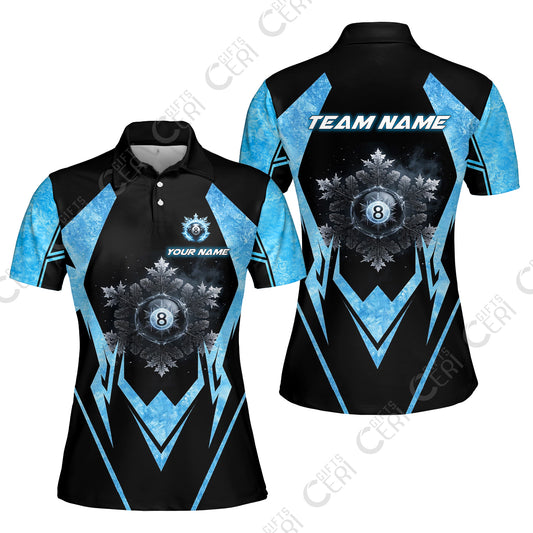 Customized Billiards Women Polo Shirt, Personalized Ice Break 8 Ball Jersey Gift For Billiard Players