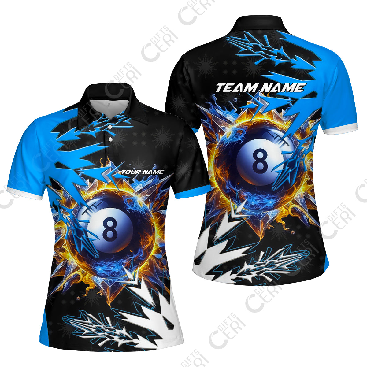 Customized Billiards Women Polo Shirt, Personalized Frostfire 8 Ball Jersey Gift For Billiard Players