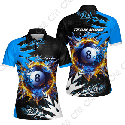 Customized Billiards Women Polo Shirt, Personalized Frostfire 8 Ball Jersey Gift For Billiard Players