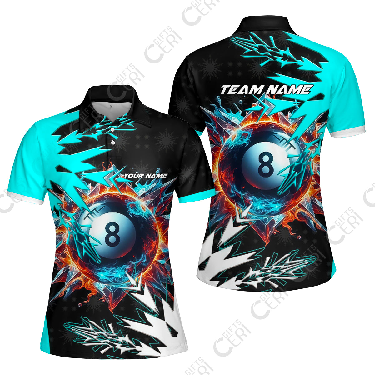 Customized Billiards Women Polo Shirt, Personalized Frostfire 8 Ball Jersey Gift For Billiard Players