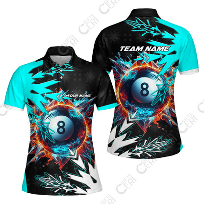 Customized Billiards Women Polo Shirt, Personalized Frostfire 8 Ball Jersey Gift For Billiard Players