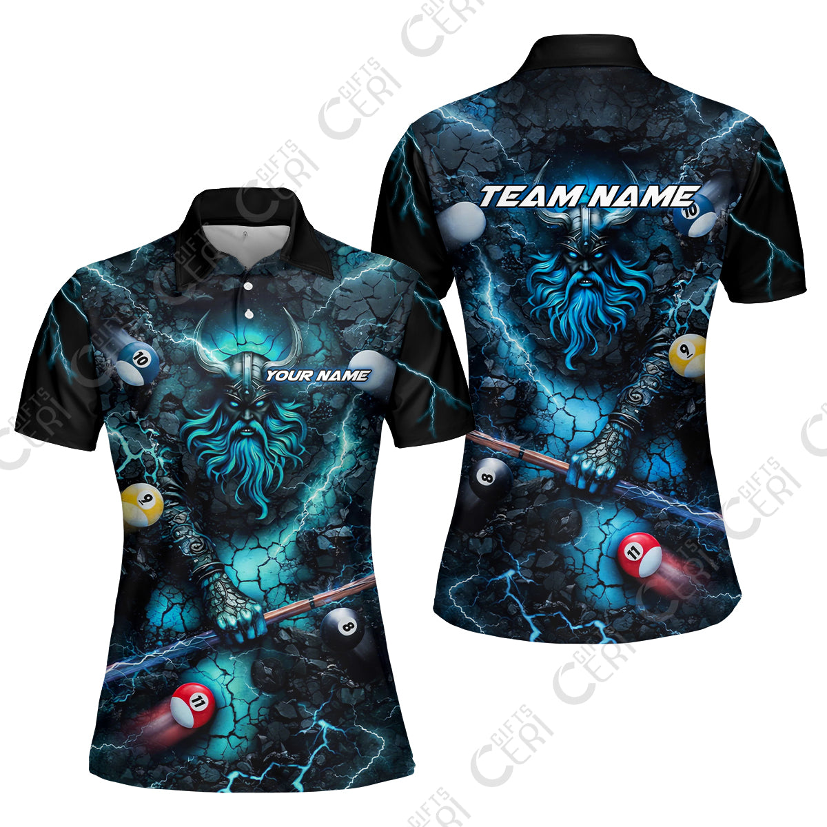 Customized Billiards Women Polo Shirt, Personalized Thunder Viking Billiards Jersey Gift For Billiard Players