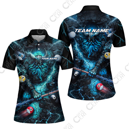 Customized Billiards Women Polo Shirt, Personalized Thunder Viking Billiards Jersey Gift For Billiard Players