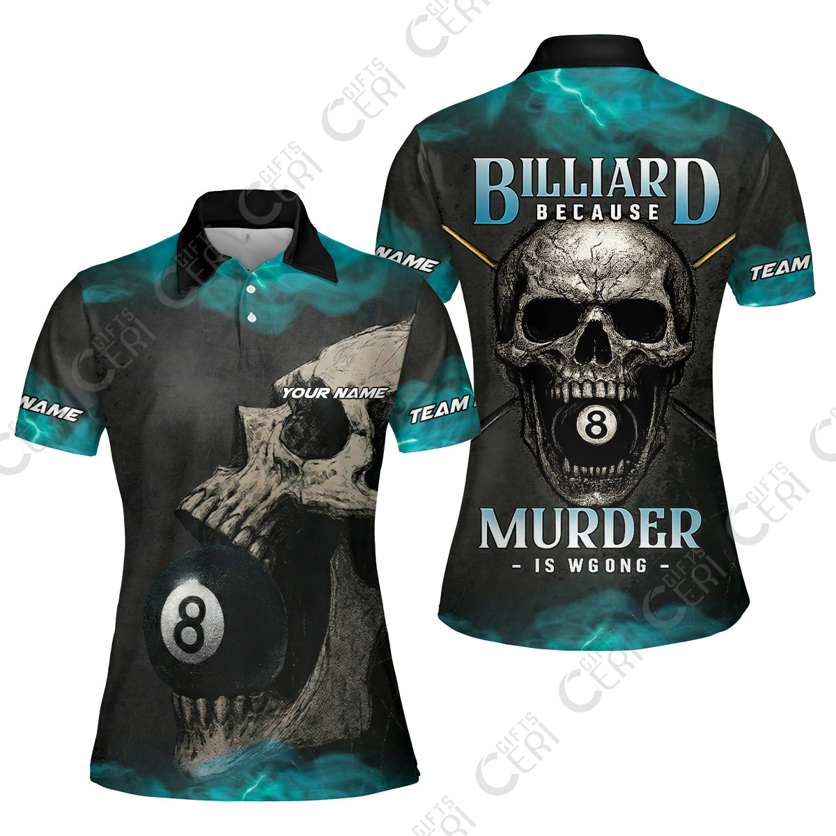 Customized Billiards Women Polo Shirt, Personalized Death Break 8 Ball Jersey Gift For Billiard Players