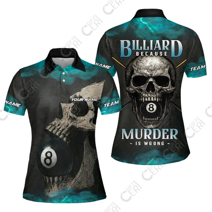 Customized Billiards Women Polo Shirt, Personalized Death Break 8 Ball Jersey Gift For Billiard Players