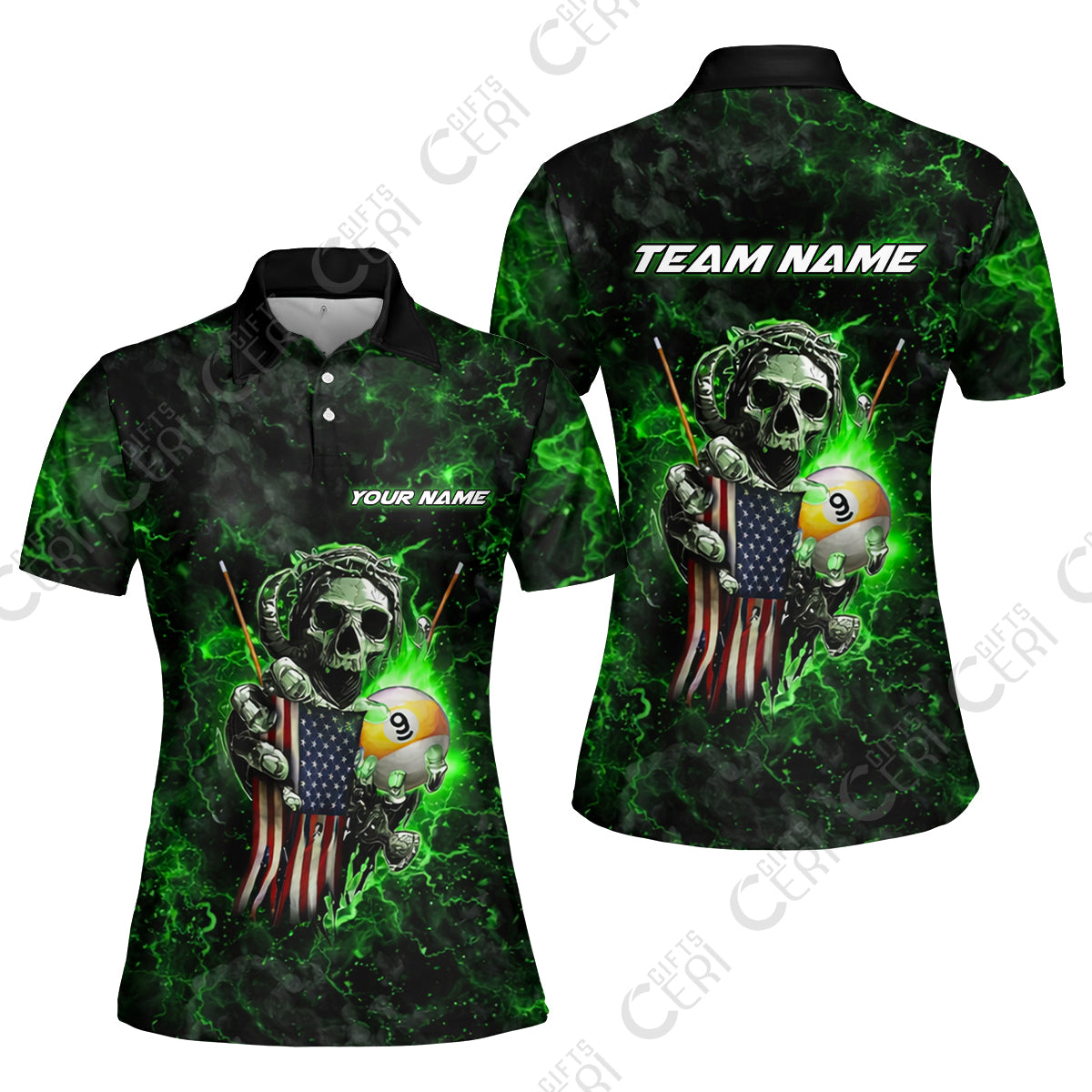 Customized Billiards Women Polo Shirt, Personalized Ghost Break 9 Ball Jersey Gift For Billiard Players