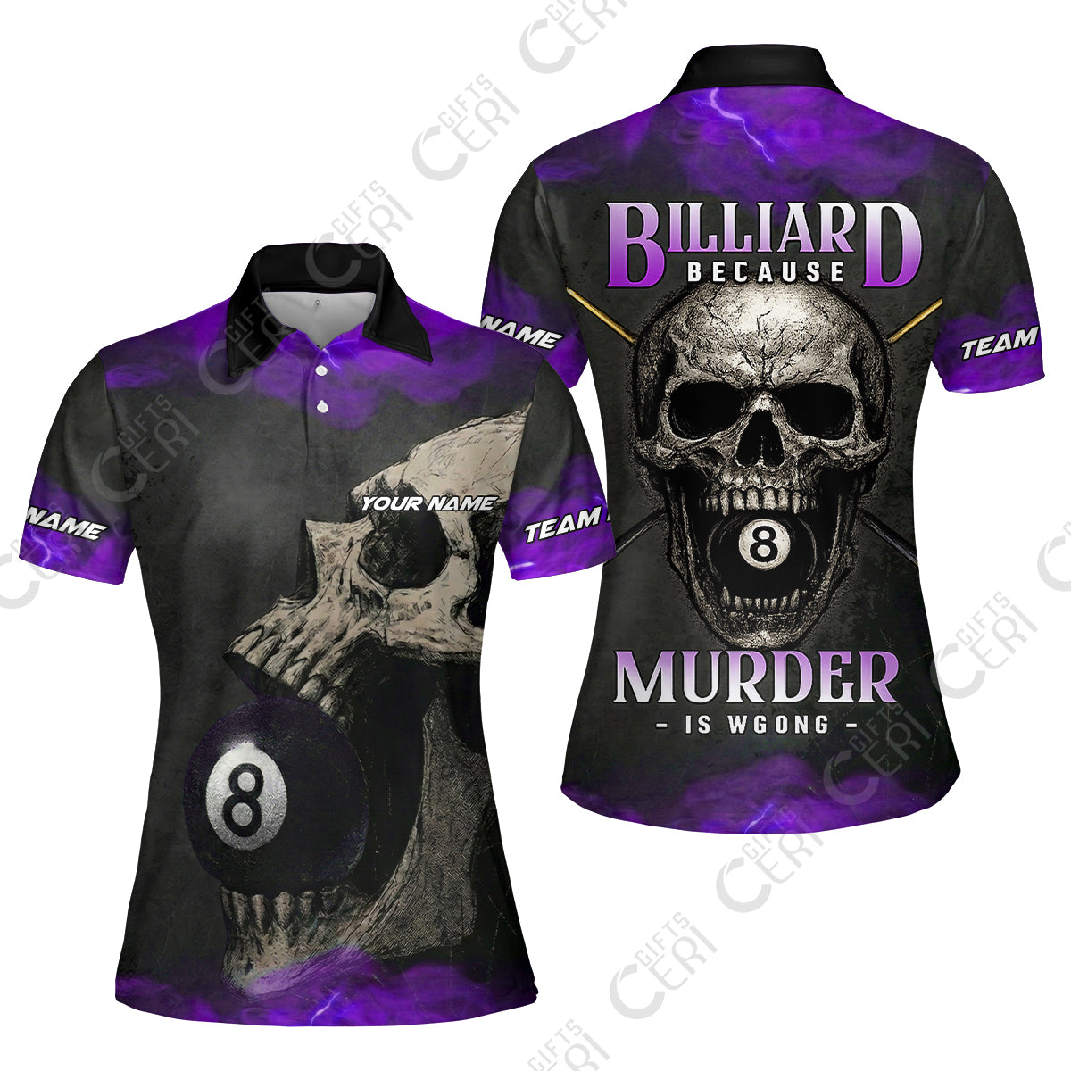 Customized Billiards Women Polo Shirt, Personalized Death Break 8 Ball Jersey Gift For Billiard Players