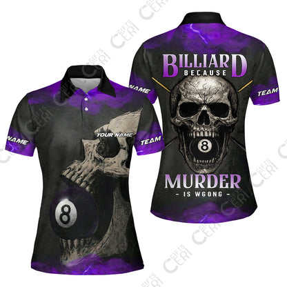 Customized Billiards Women Polo Shirt, Personalized Death Break 8 Ball Jersey Gift For Billiard Players