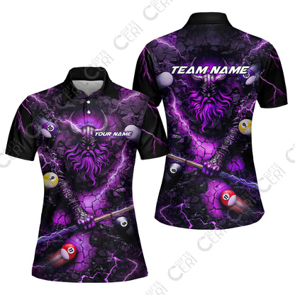 Customized Billiards Women Polo Shirt, Personalized Thunder Viking Billiards Jersey Gift For Billiard Players