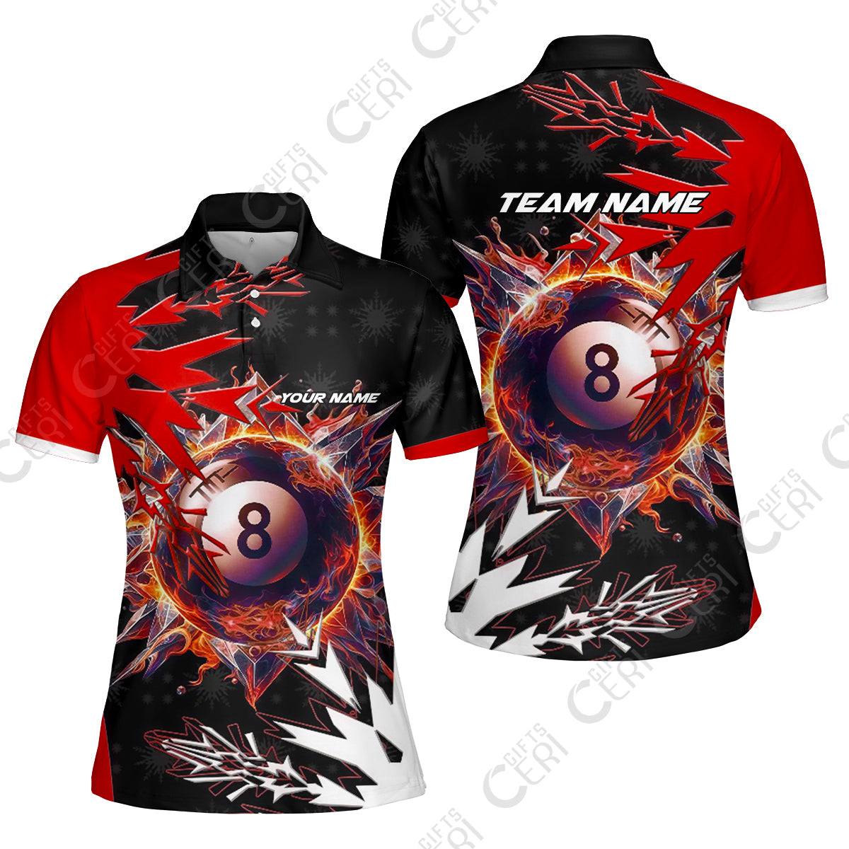 Customized Billiards Women Polo Shirt, Personalized Frostfire 8 Ball Jersey Gift For Billiard Players