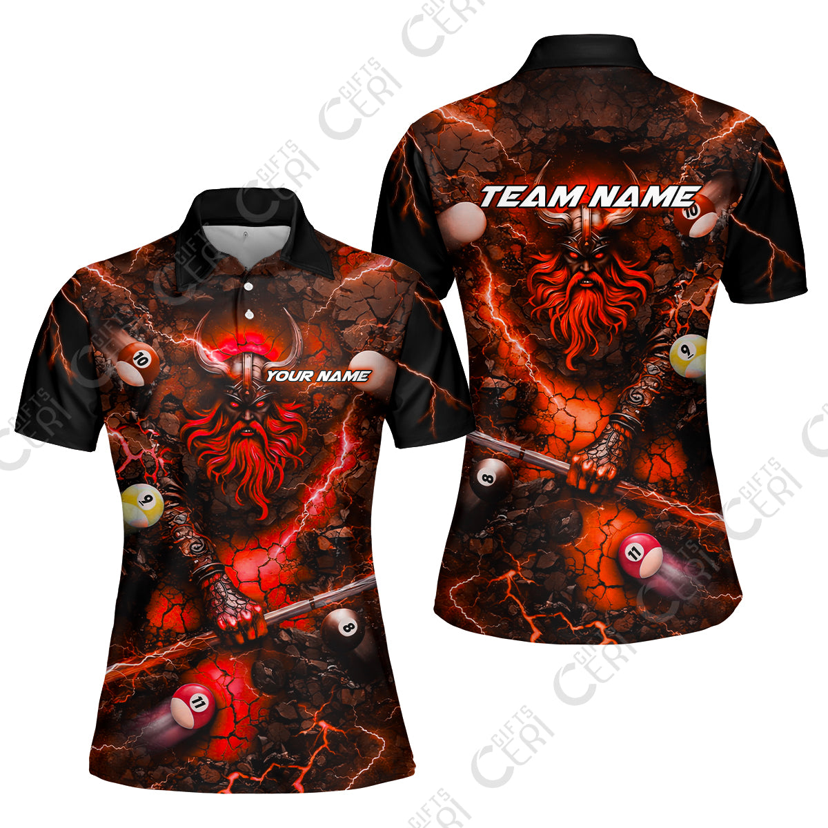 Customized Billiards Women Polo Shirt, Personalized Thunder Viking Billiards Jersey Gift For Billiard Players