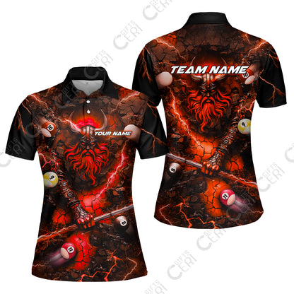 Customized Billiards Women Polo Shirt, Personalized Thunder Viking Billiards Jersey Gift For Billiard Players