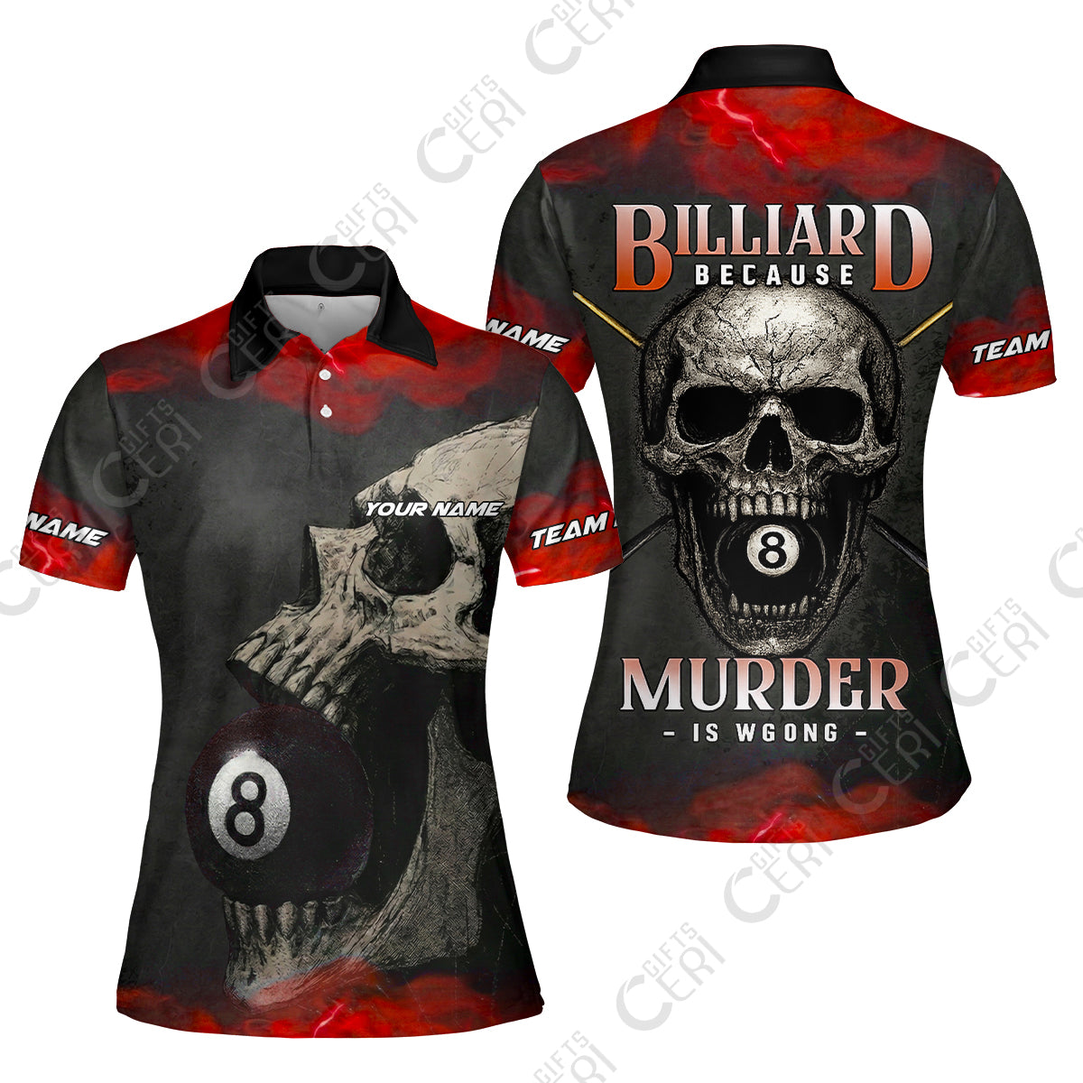 Customized Billiards Women Polo Shirt, Personalized Death Break 8 Ball Jersey Gift For Billiard Players