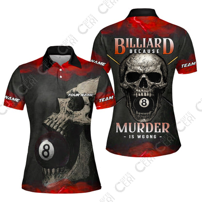 Customized Billiards Women Polo Shirt, Personalized Death Break 8 Ball Jersey Gift For Billiard Players