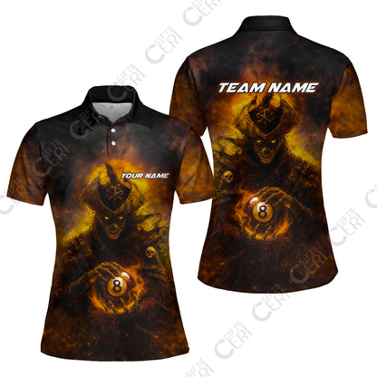 Customized Billiards Women Polo Shirt, Personalized Ghost Captains 8 Ball Jersey Gift For Billiard Players