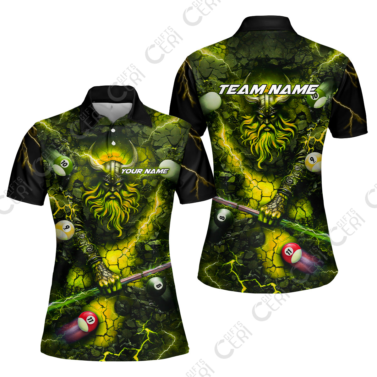 Customized Billiards Women Polo Shirt, Personalized Thunder Viking Billiards Jersey Gift For Billiard Players