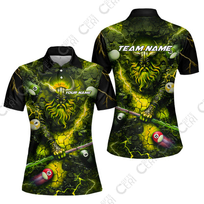 Customized Billiards Women Polo Shirt, Personalized Thunder Viking Billiards Jersey Gift For Billiard Players
