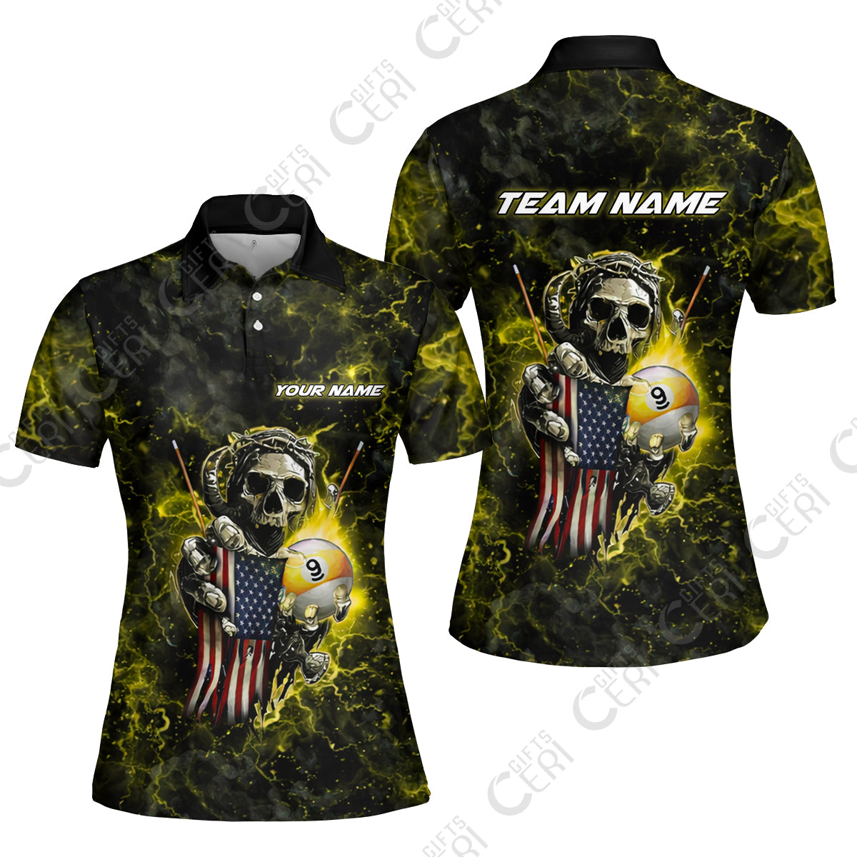 Customized Billiards Women Polo Shirt, Personalized Ghost Break 9 Ball Jersey Gift For Billiard Players