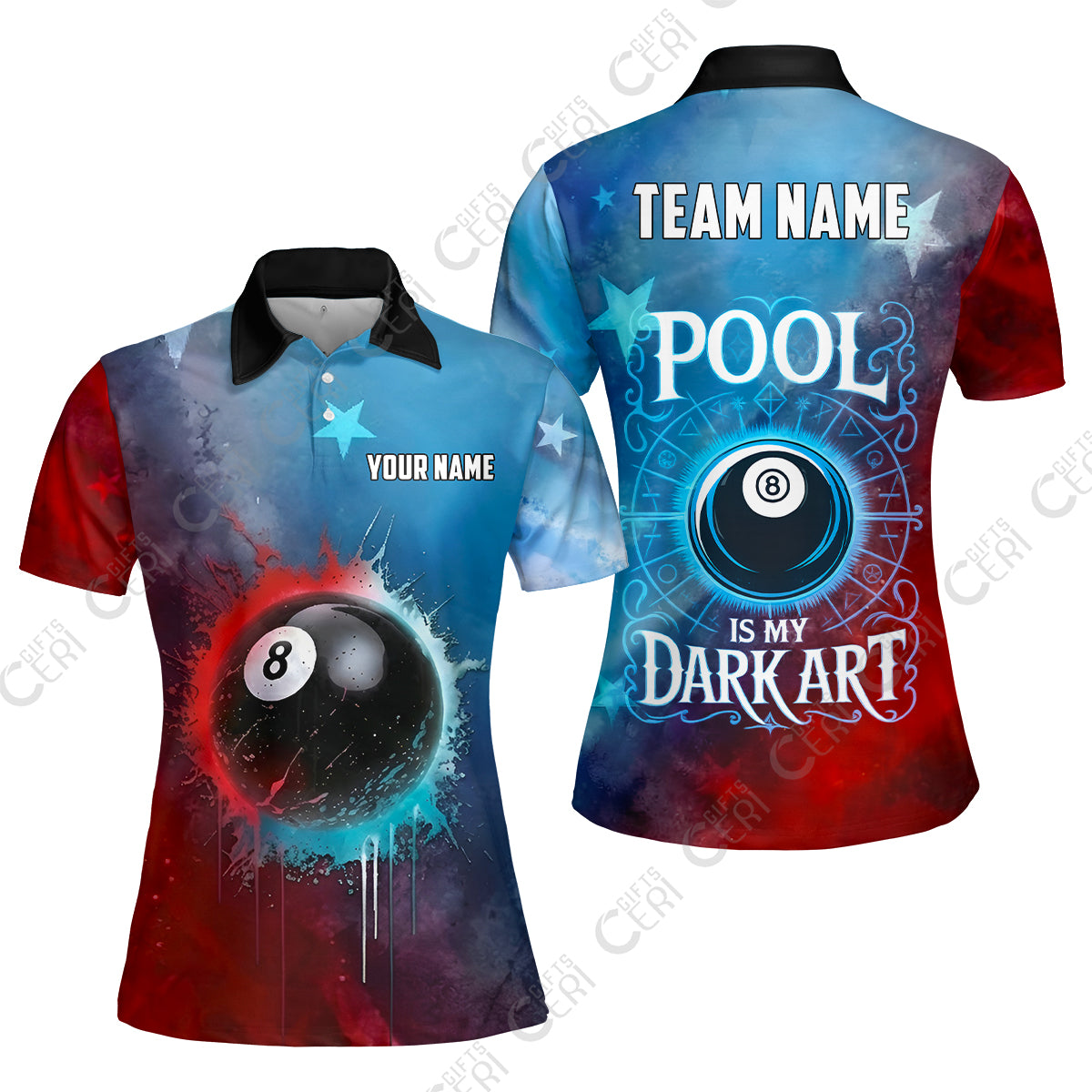 Customized 8 Ball Pool Women Polo Shirt, Billiards 8-Ball Pool Is My Dark Art, Billiards Jerseys