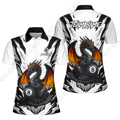 Customized Billiards Women Polo Shirt, Personalized Baby Dragon 8 Ball Jersey Gift For Billiard Players
