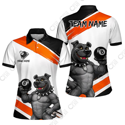 Customized Billiards Women Polo Shirt, Personalized Pitbull 8 Ball Jersey Gift For Billiard Players