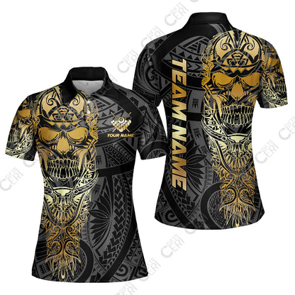 Customized 8 Ball Pool Women Polo Shirt, 8-Ball Billiard Ethnic Tribal Style Pattern, Billiards Jerseys