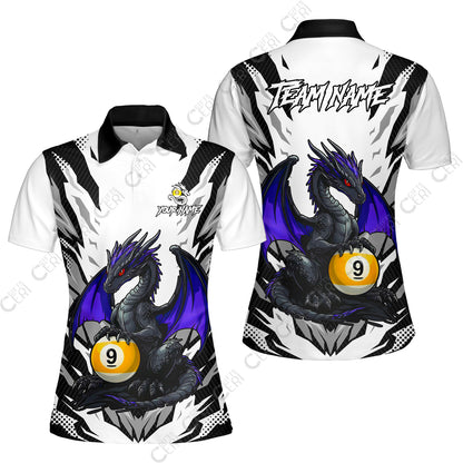 Customized Billiards Women Polo Shirt, Personalized Baby Dragon 9 Ball Jersey Gift For Billiard Players
