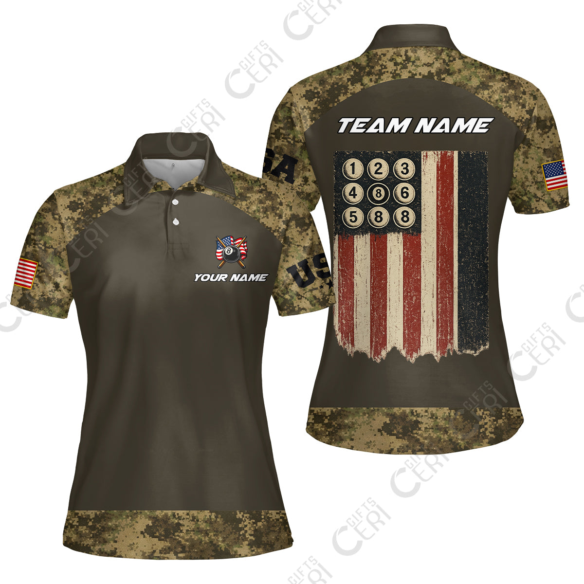 Customized 8 Ball Pool Women Polo Shirt, Billiard 8-Ball American Pool Warrior, Billiards Jerseys