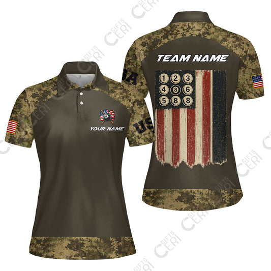 Customized 8 Ball Pool Women Polo Shirt, Billiard 8-Ball American Pool Warrior, Billiards Jerseys
