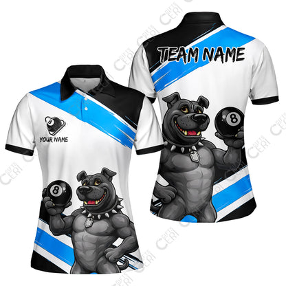 Customized Billiards Women Polo Shirt, Personalized Pitbull 8 Ball Jersey Gift For Billiard Players