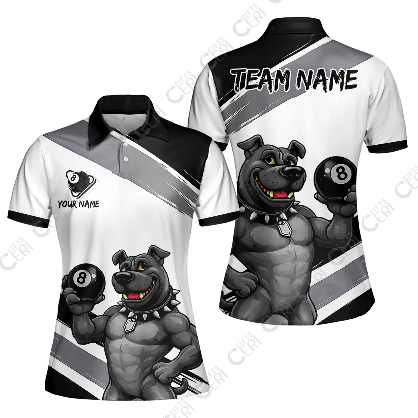 Customized Billiards Women Polo Shirt, Personalized Pitbull 8 Ball Jersey Gift For Billiard Players