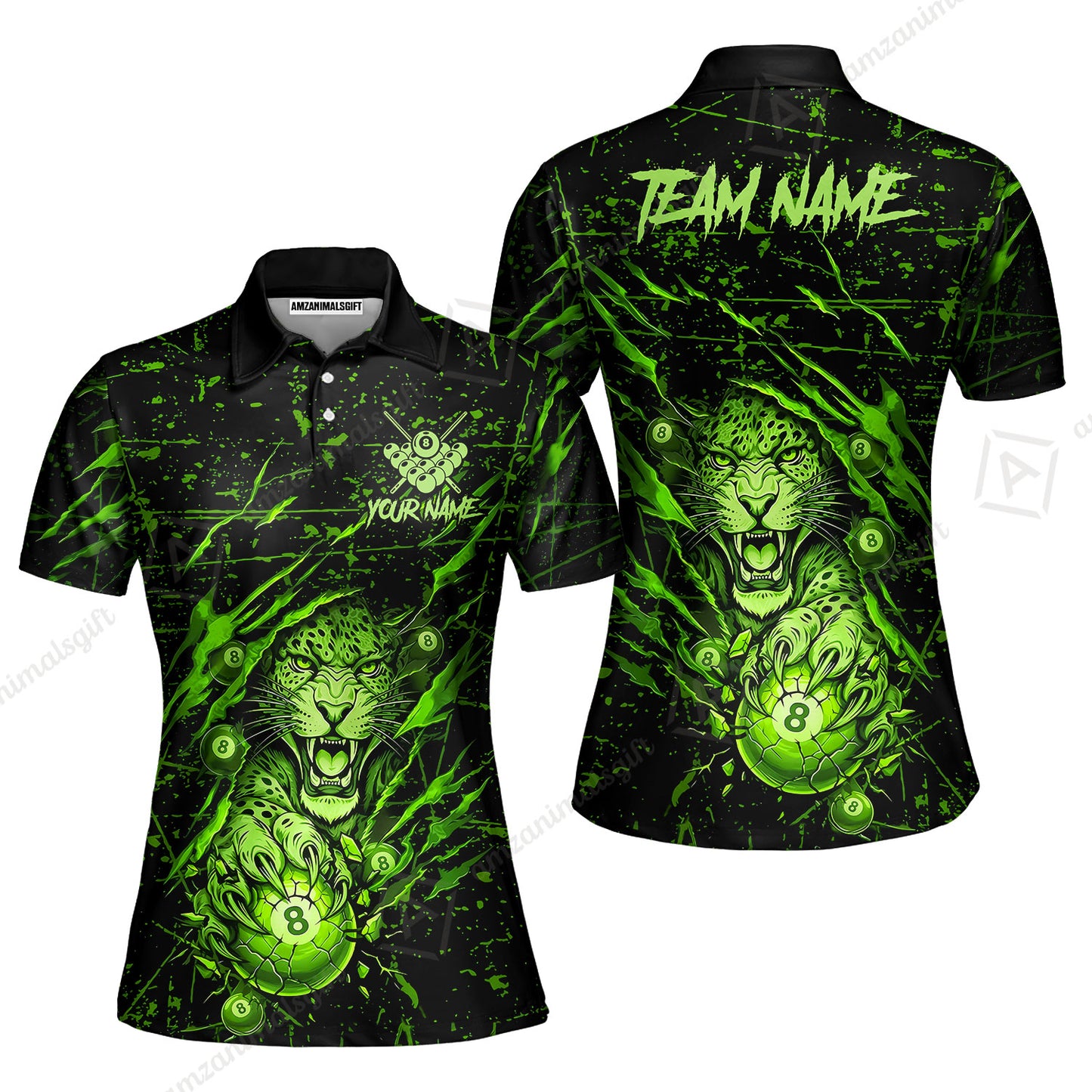 Customized Billiards Women Polo Shirt, Panther Hold 8-Ball Billiards Jersey Gift For Billiard Players