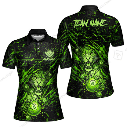Customized Billiards Women Polo Shirt, Panther Hold 8-Ball Billiards Jersey Gift For Billiard Players