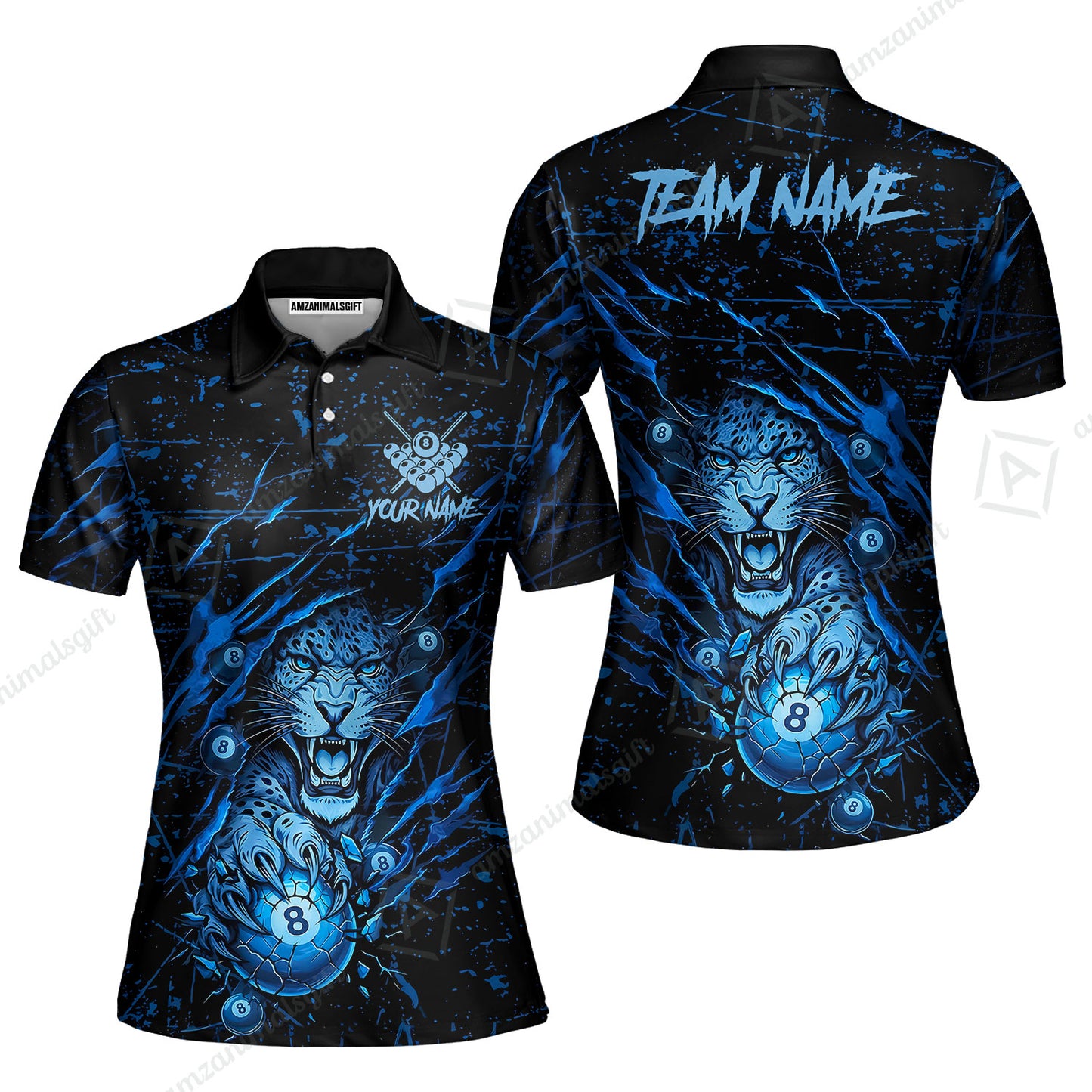 Customized Billiards Women Polo Shirt, Panther Hold 8-Ball Billiards Jersey Gift For Billiard Players