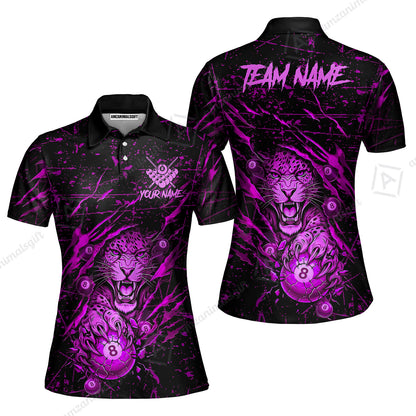 Customized Billiards Women Polo Shirt, Panther Hold 8-Ball Billiards Jersey Gift For Billiard Players