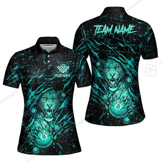 Customized Billiards Women Polo Shirt, Panther Hold 8-Ball Billiards Jersey Gift For Billiard Players