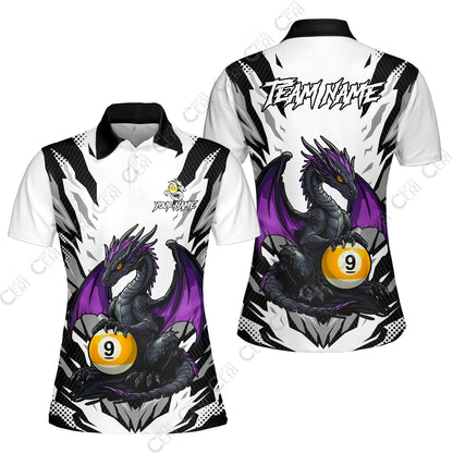 Customized Billiards Women Polo Shirt, Personalized Baby Dragon 9 Ball Jersey Gift For Billiard Players