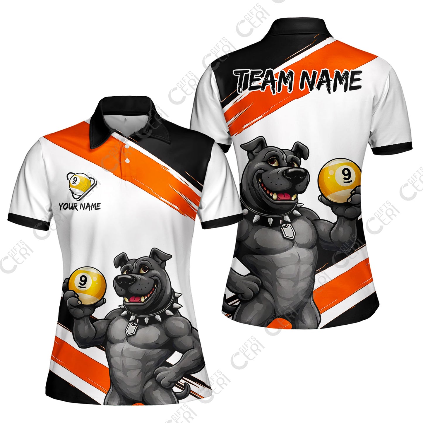 Customized Billiards Women Polo Shirt, Personalized Pitbull 9 Ball Jersey Gift For Billiard Players