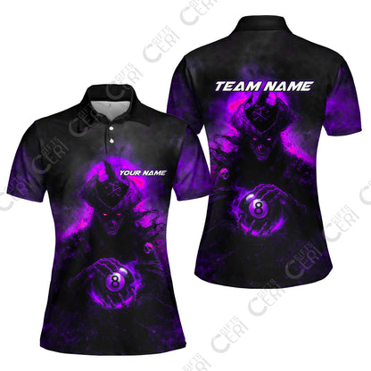 Customized Billiards Women Polo Shirt, Personalized Ghost Captains 8 Ball Jersey Gift For Billiard Players
