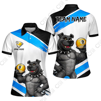 Customized Billiards Women Polo Shirt, Personalized Pitbull 9 Ball Jersey Gift For Billiard Players