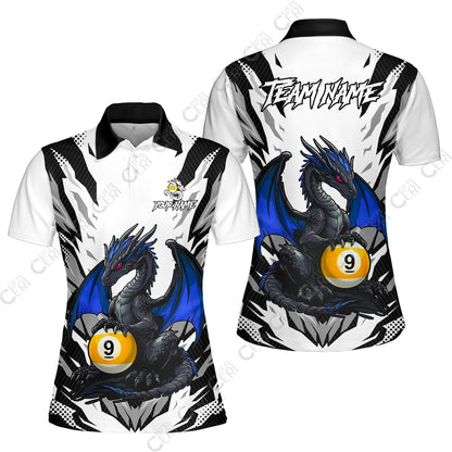 Customized Billiards Women Polo Shirt, Personalized Baby Dragon 9 Ball Jersey Gift For Billiard Players