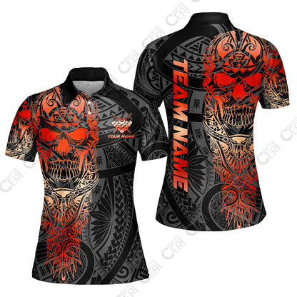 Customized 8 Ball Pool Women Polo Shirt, 8-Ball Billiard Ethnic Tribal Style Pattern, Billiards Jerseys