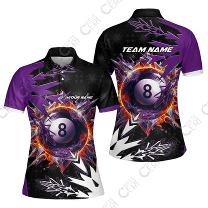 Customized Billiards Women Polo Shirt, Personalized Frostfire 8 Ball Jersey Gift For Billiard Players