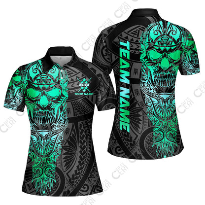Customized 9 Ball Pool Women Polo Shirt, 9-Ball Billiard Ethnic Tribal Style Pattern, Billiards Jerseys