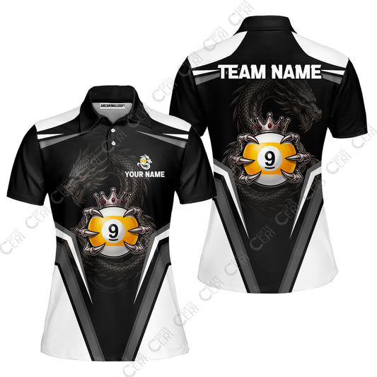 Customized 9 Ball Pool Women Polo Shirt, Dragon's Holding 9-Ball, Personalized Billiards Jersey