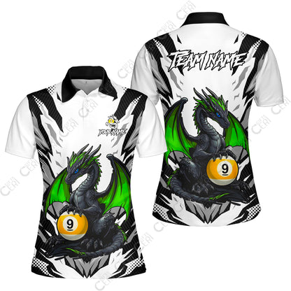 Customized Billiards Women Polo Shirt, Personalized Baby Dragon 9 Ball Jersey Gift For Billiard Players