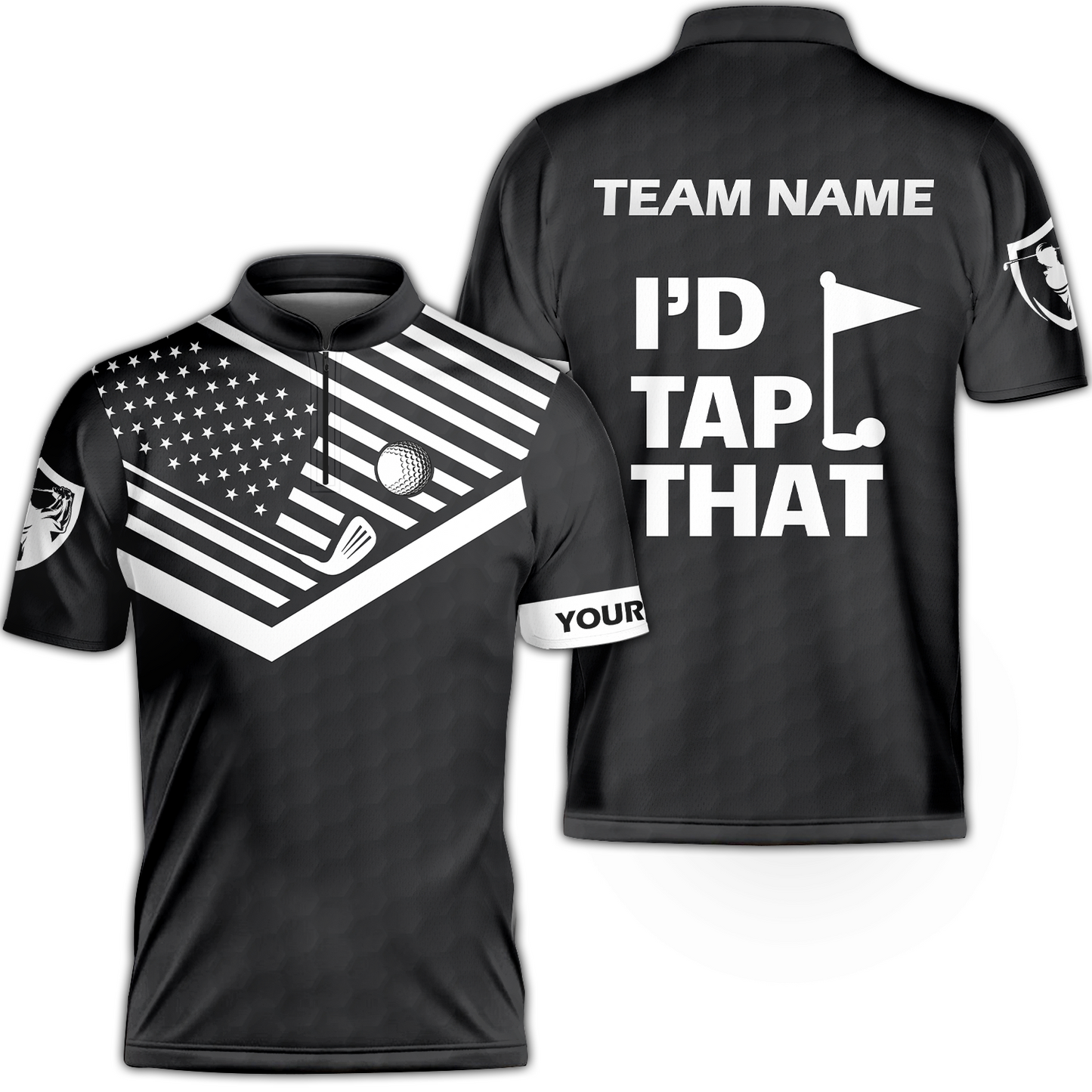 Personalized Golf American Flag Golf Unisex Polo Shirt, I'd Tap That Golf Custom Shirt For Men, Gift Idea For Male Players, Gift For Golfers