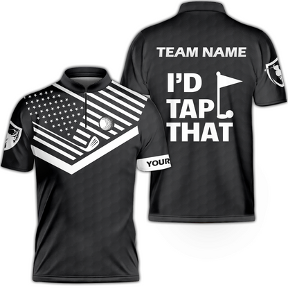 Personalized Golf American Flag Golf Unisex Polo Shirt, I'd Tap That Golf Custom Shirt For Men, Gift Idea For Male Players, Gift For Golfers