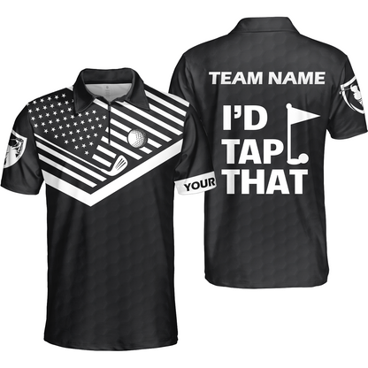 Personalized Golf American Flag Golf Unisex Polo Shirt, I'd Tap That Golf Custom Shirt For Men, Gift Idea For Male Players, Gift For Golfers